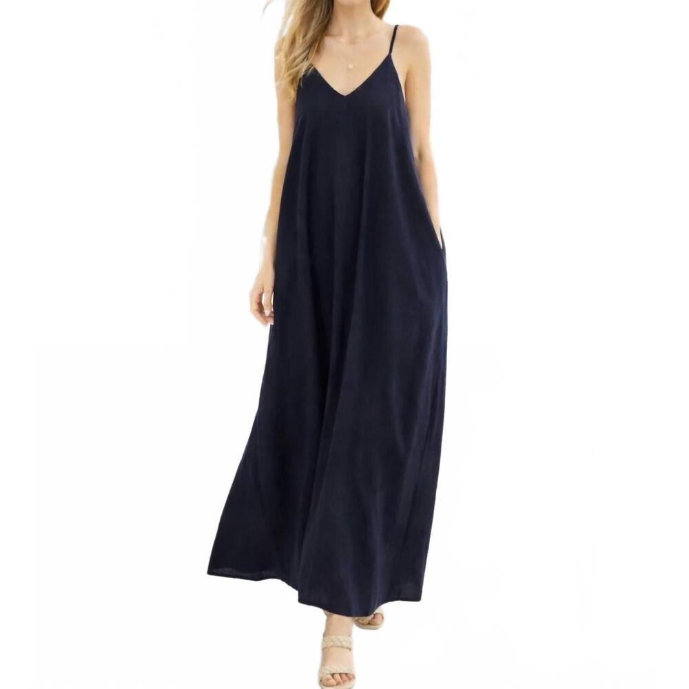 NEW BEFORE YOU COLLECTION harbor linen maxi dress in navy